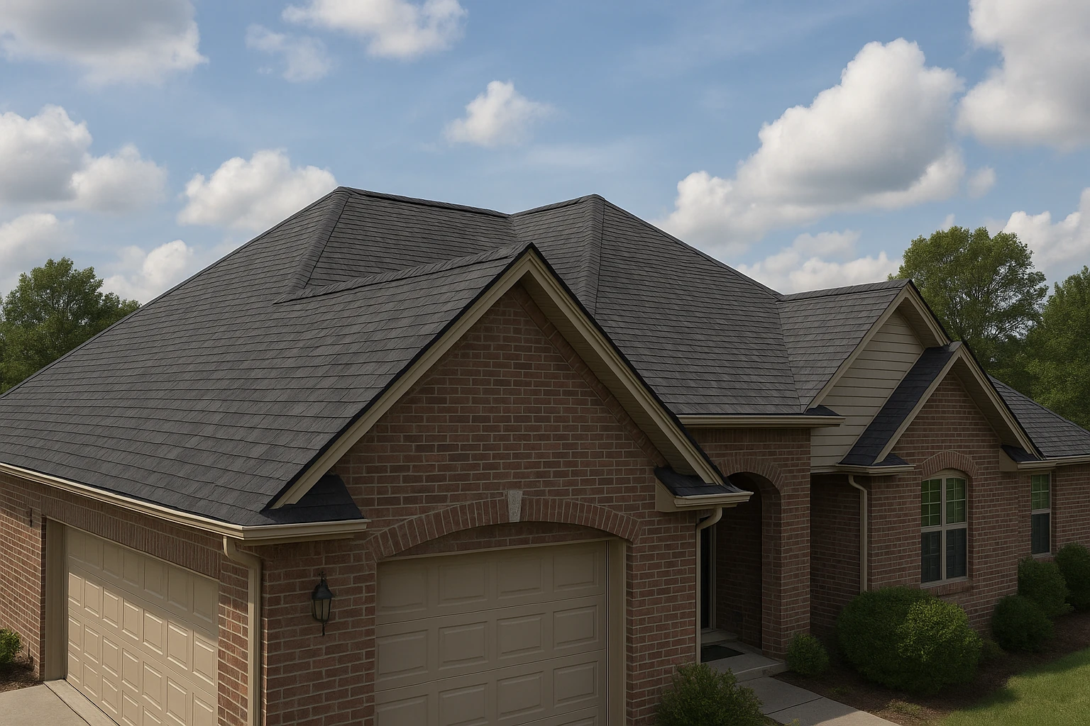 Roof replacement after storm damage with hail-resistant shingles