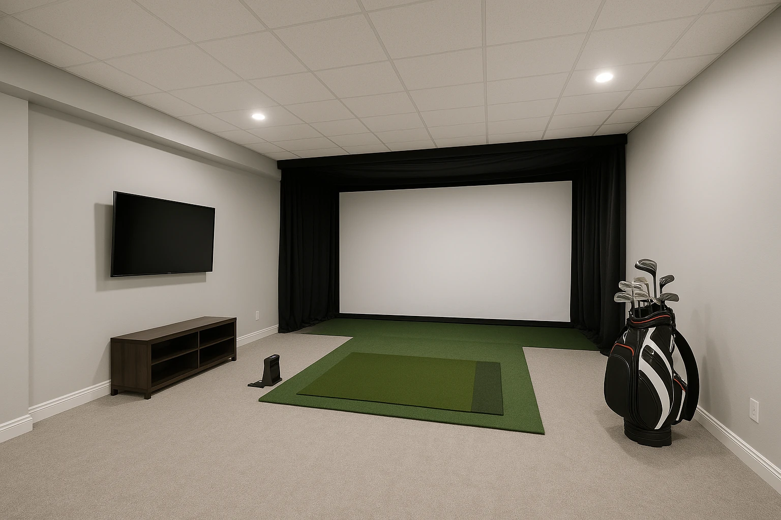Kansas City Basement Finishing - Golf Simulator Room