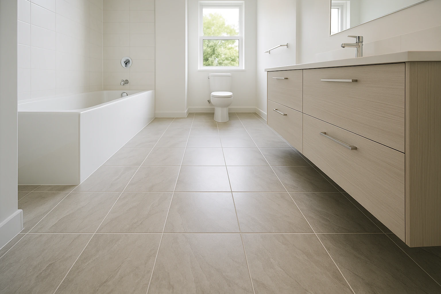 Completed Bathroom Flooring Installation in Kansas City