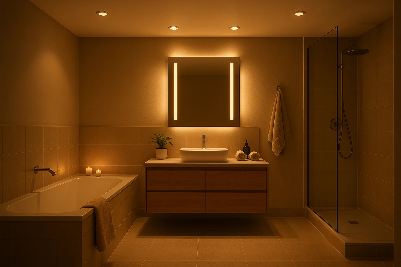 Ambient Bathroom Lighting Creating Spa-Like Atmosphere
