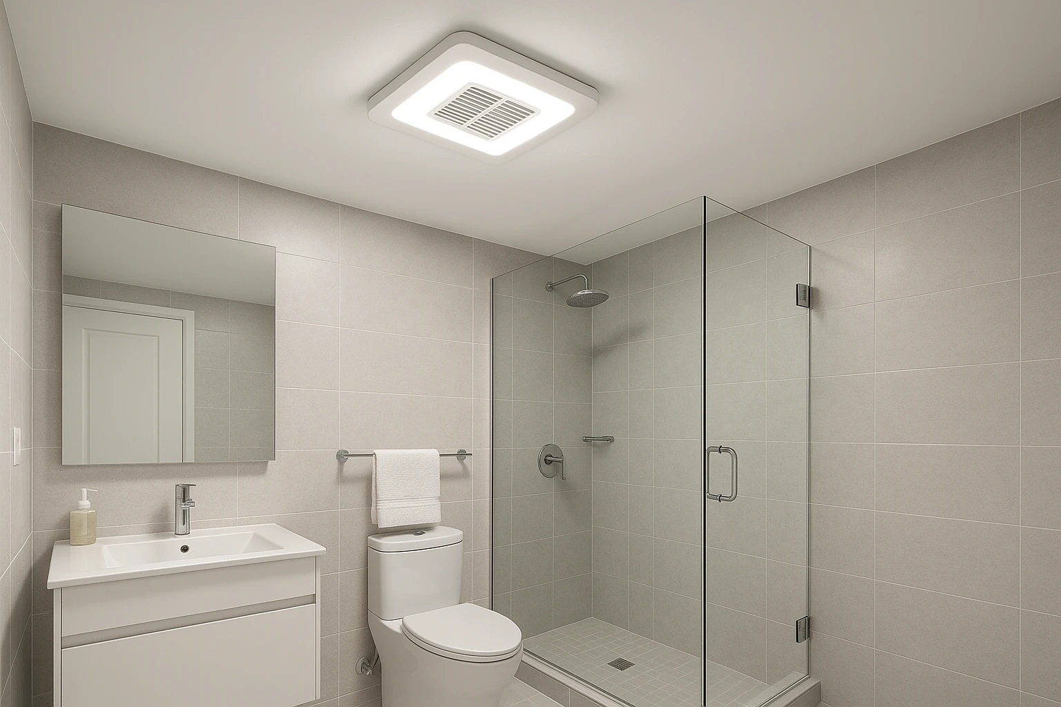 Exhaust Fan with Integrated Lighting Installation