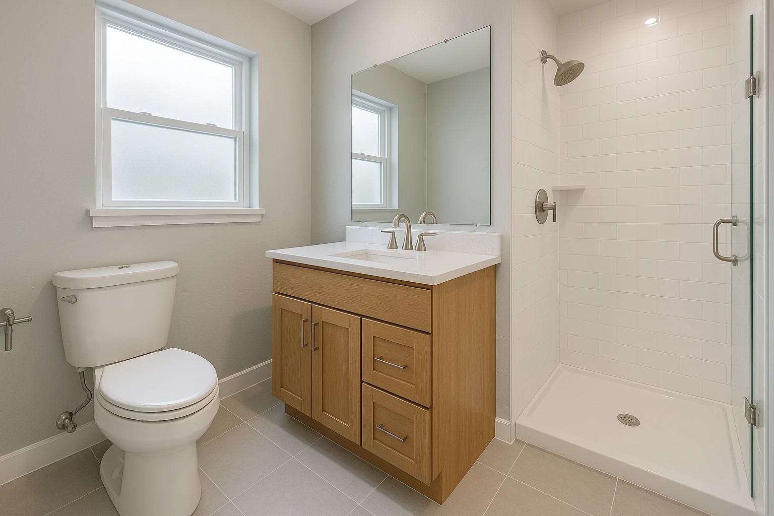 Completed Bathroom Plumbing and Fixture Installation in Kansas City