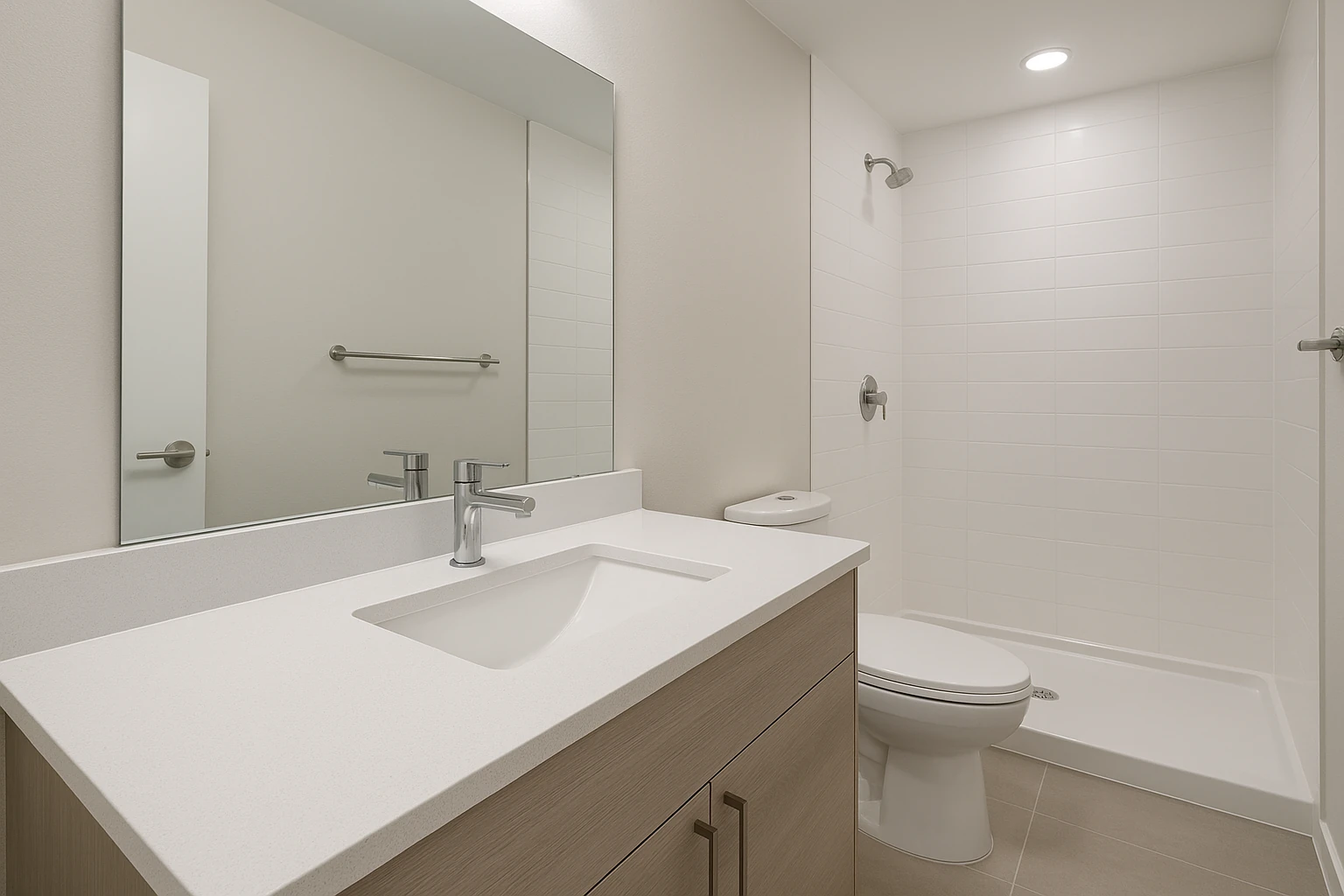 Modern pipe replacement installation in bathroom renovation