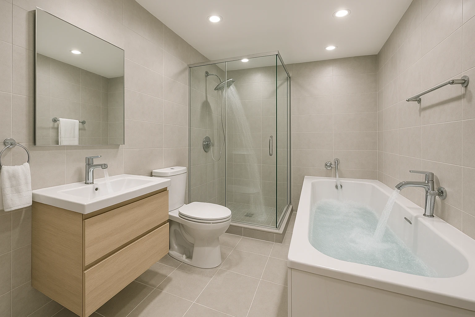 Bathroom with Optimized Water Pressure and Flow