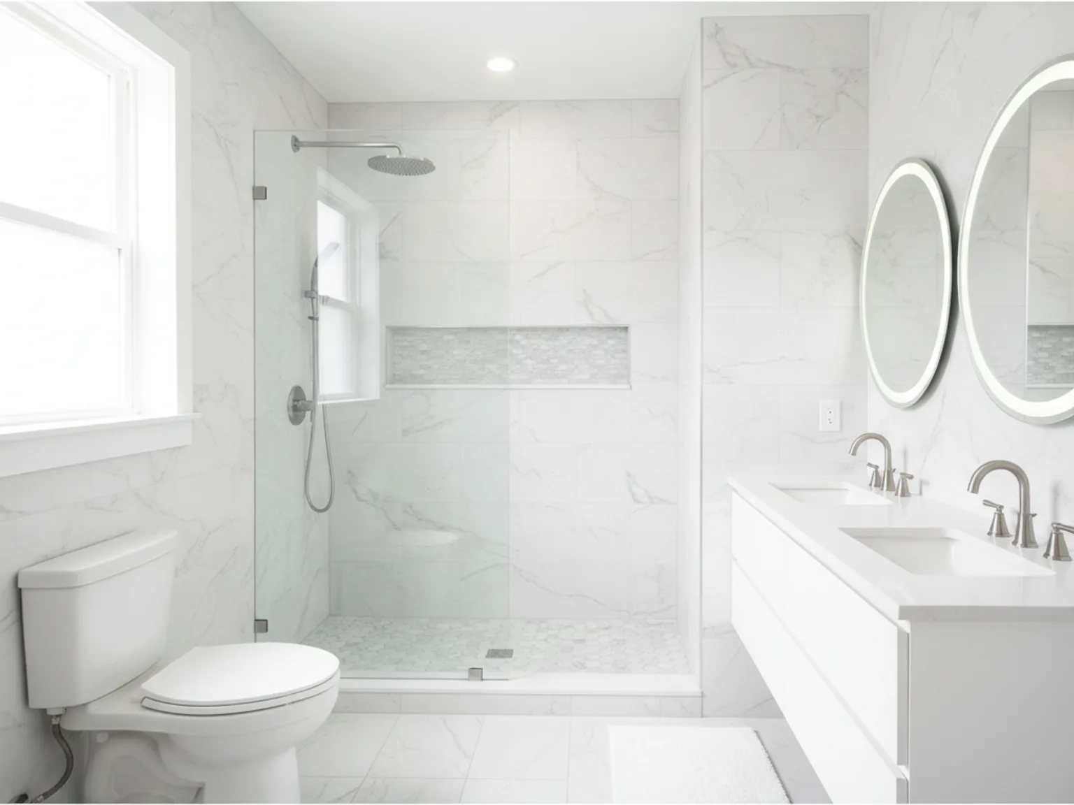 Frameless glass walk-in shower design
