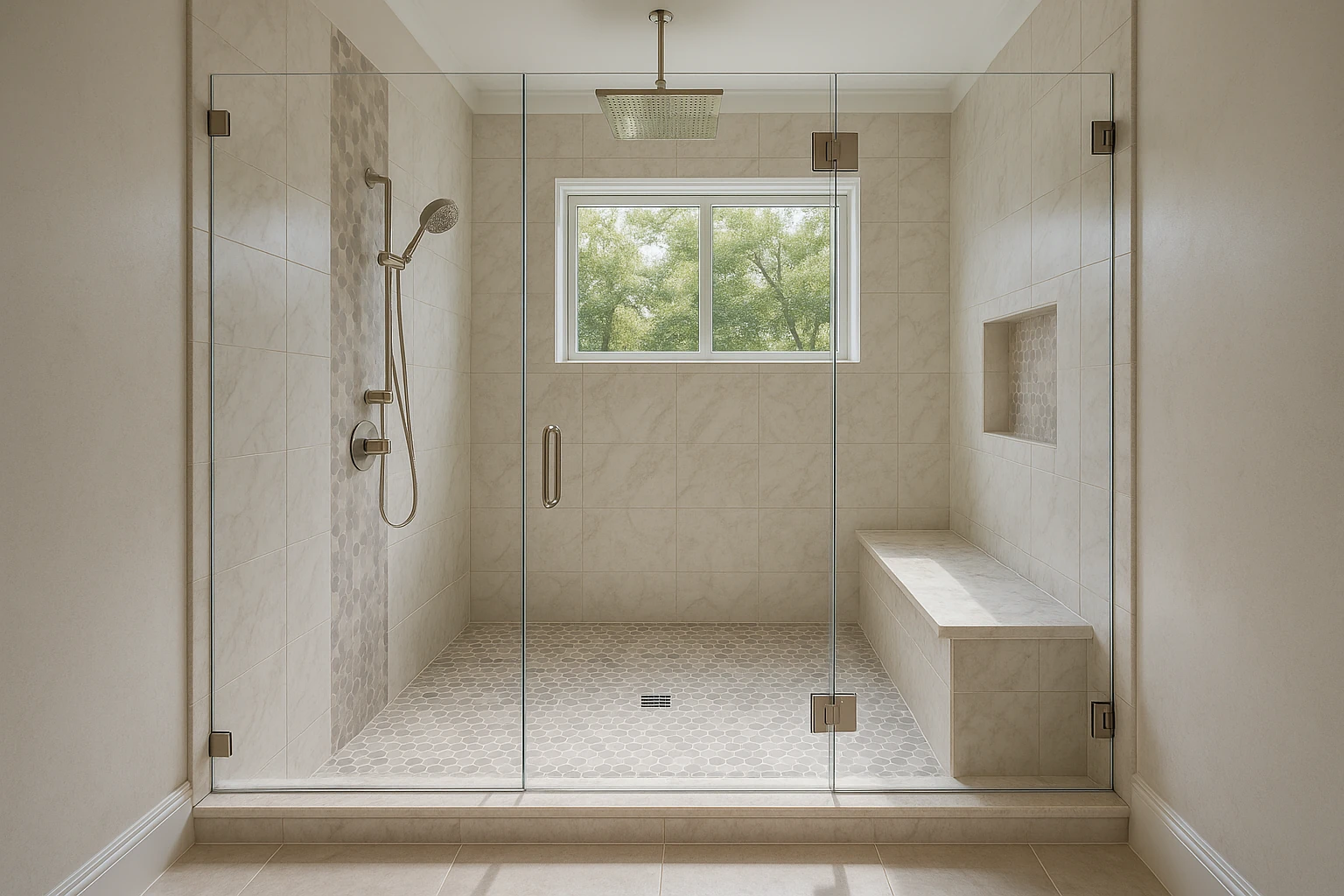 Walk-In Shower Installation with Custom Tile Work