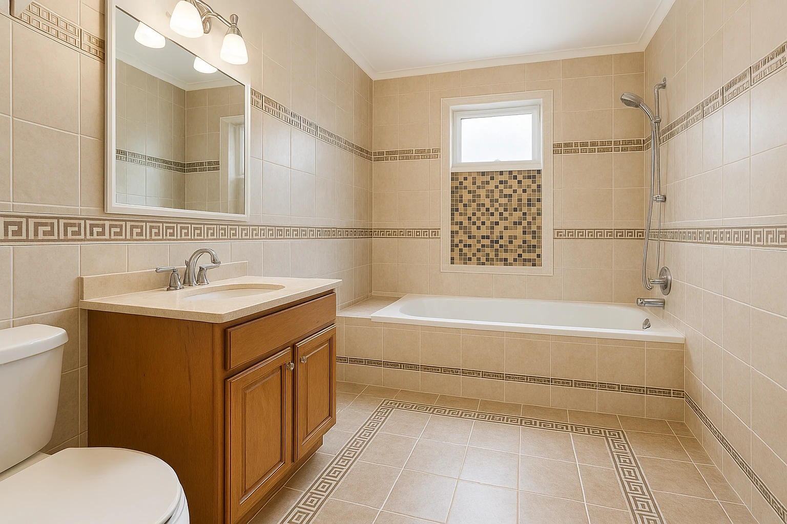 Mosaic Accent Tile Installation in Bathroom Shower