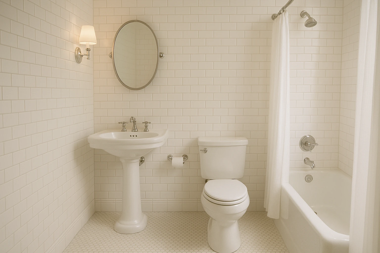 Subway Tile Pattern Installation in Bathroom