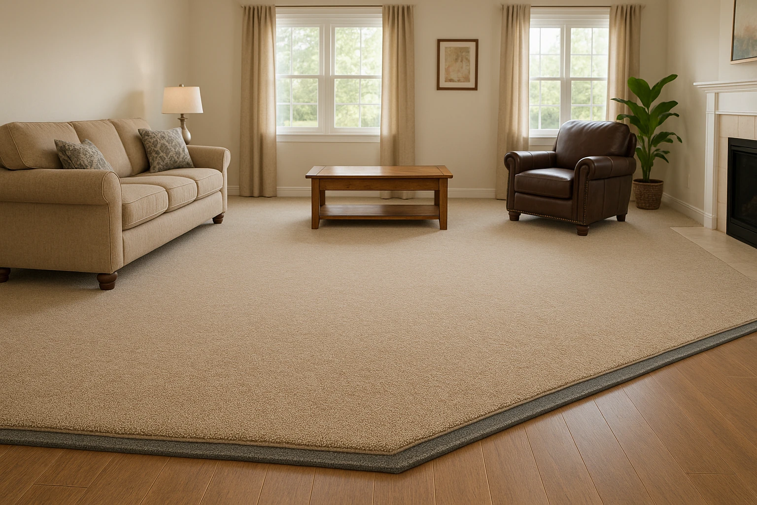 Carpet installation with quality padding for enhanced comfort