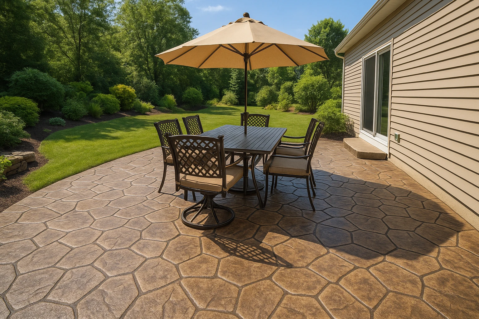 Completed Stamped Concrete Patio Installation in Kansas City