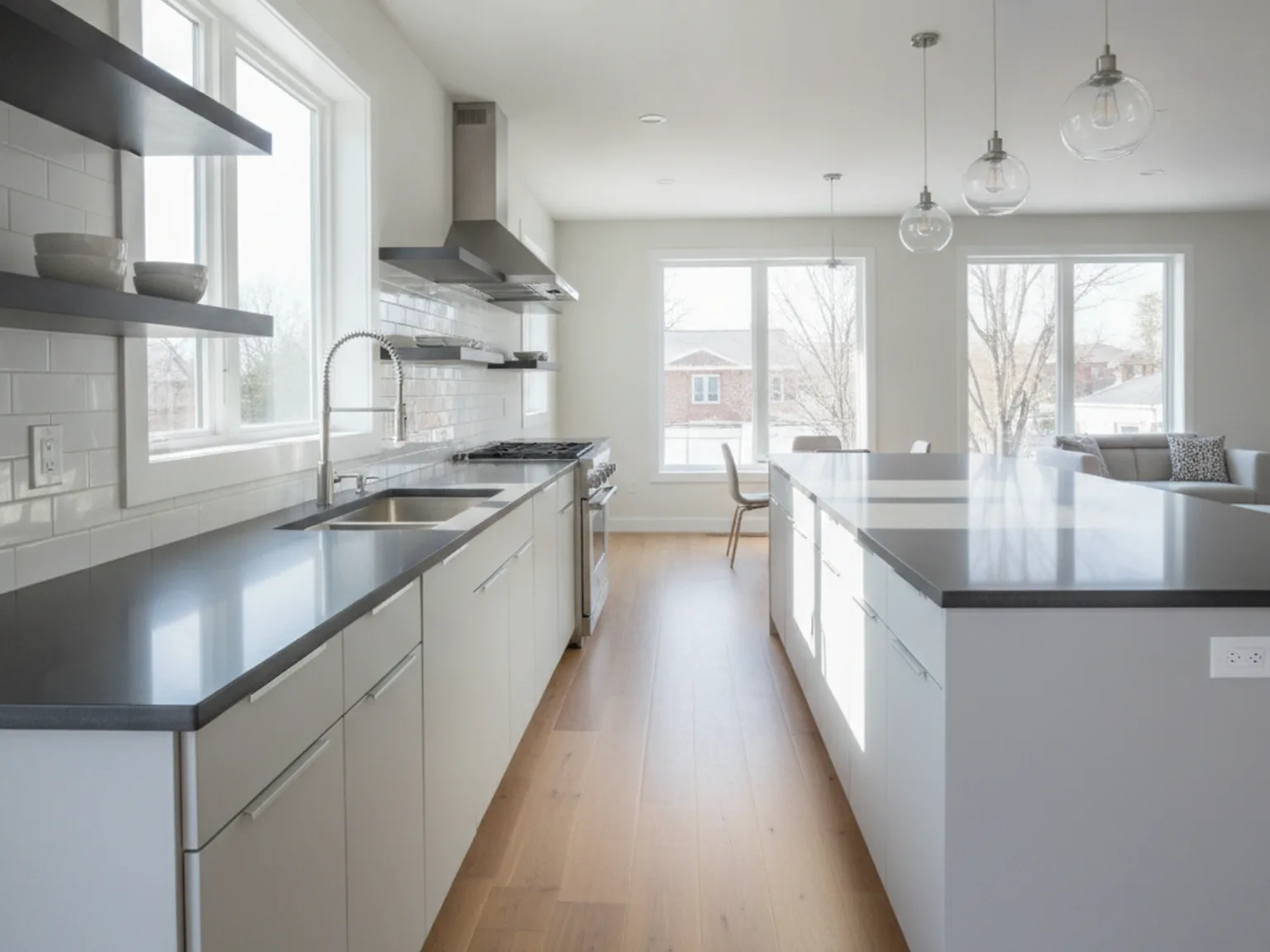 Dark quartz perimeter countertops in a Kansas City kitchen