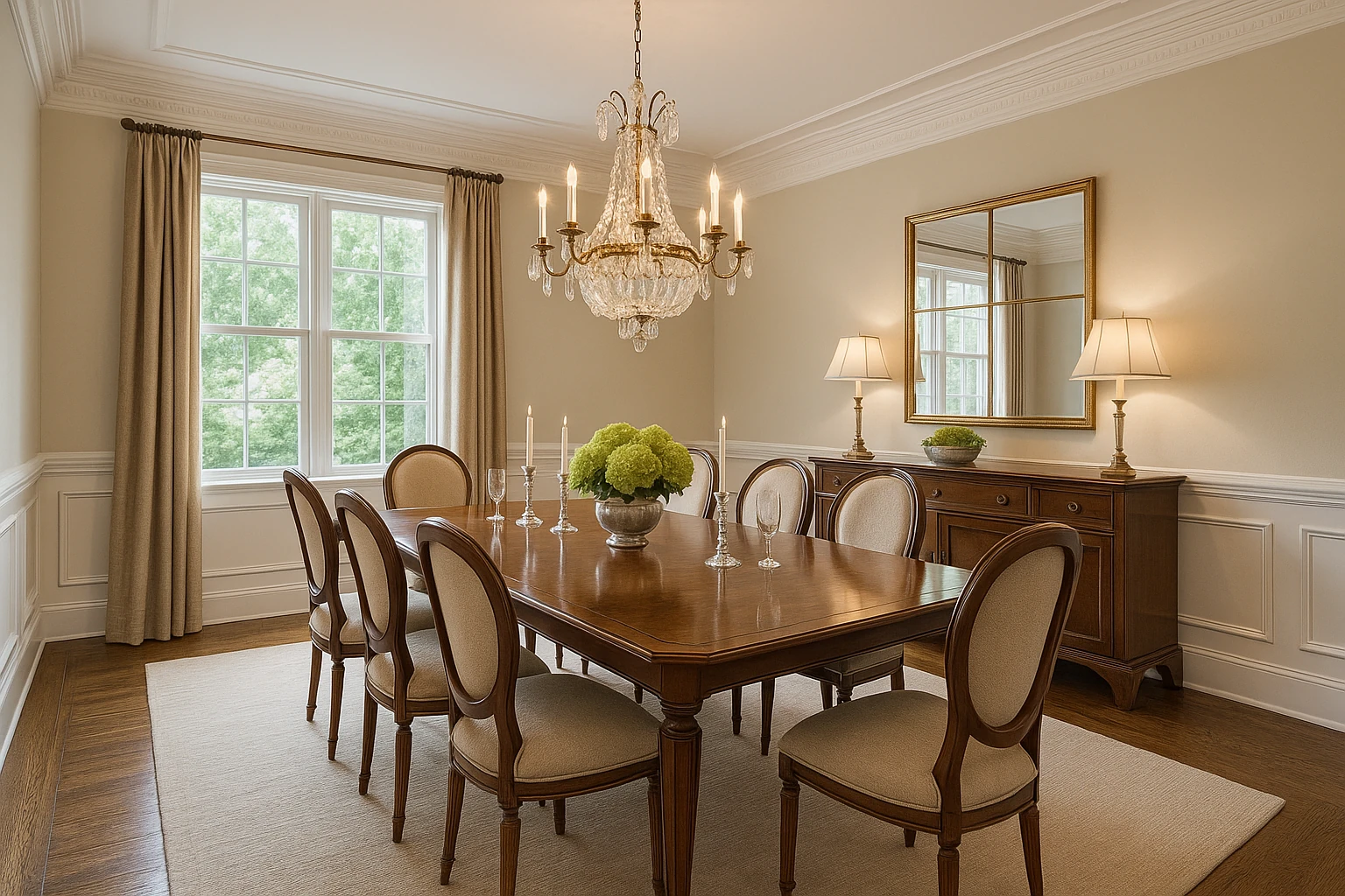 Dining Room Crown Molding with Formal Elegance