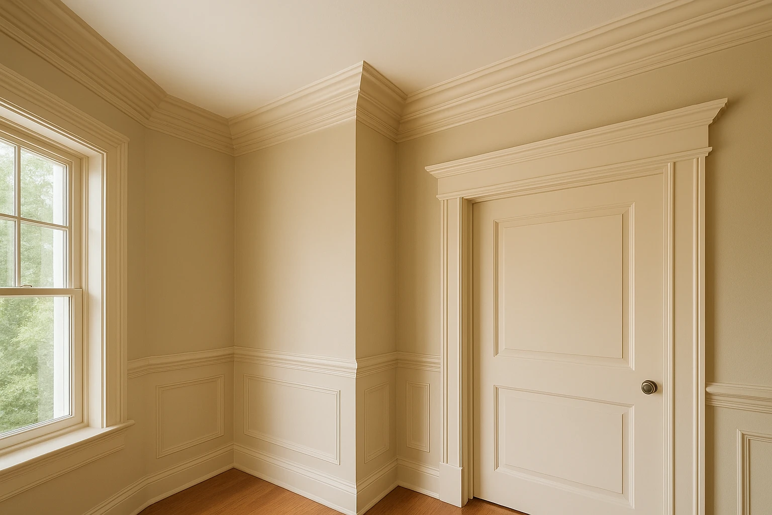 Painted Crown Molding with Coordinated Trim