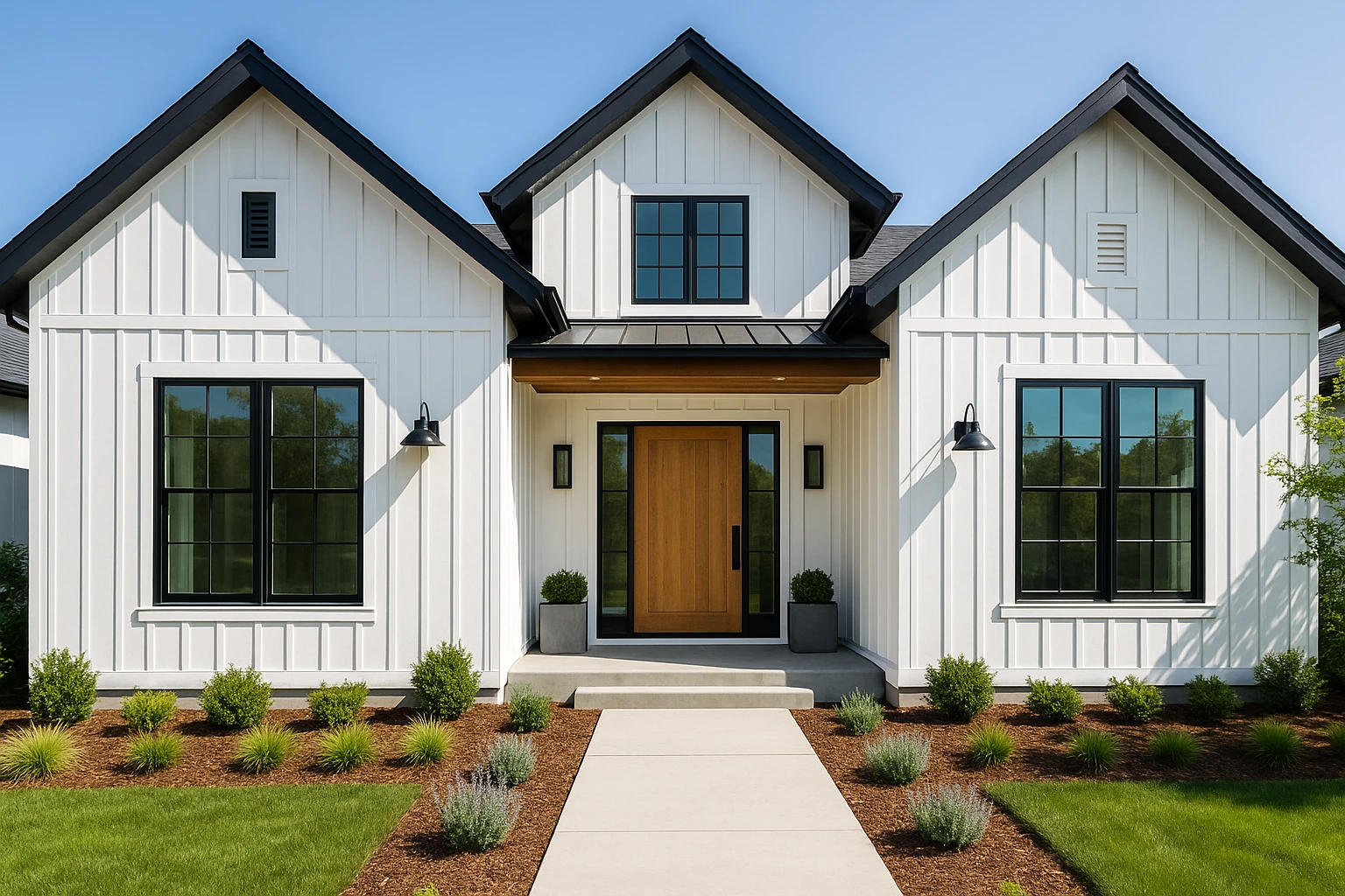 Modern Farmhouse Front Curb Appeal Idea September 2025