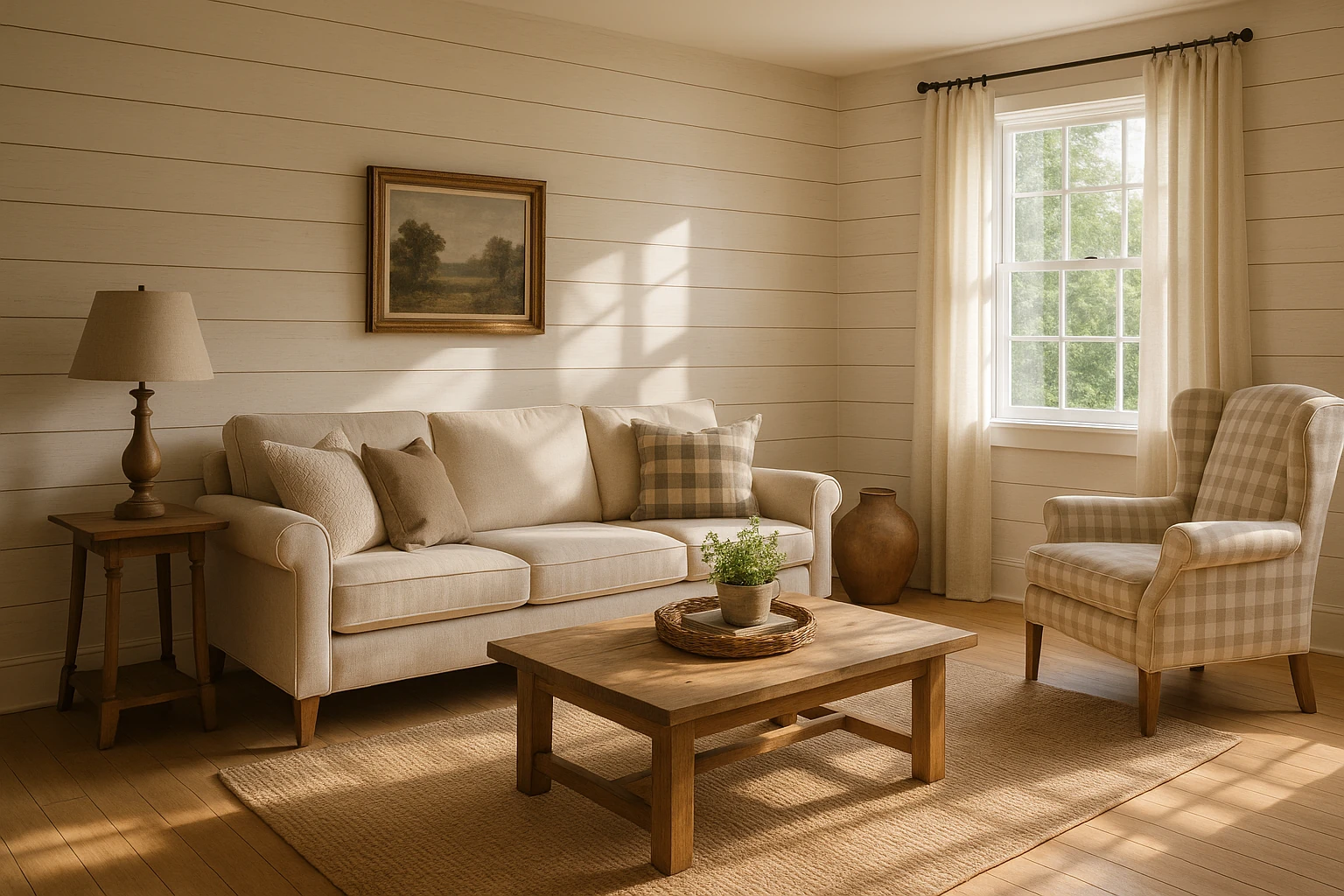 Shiplap Accent Wall with Horizontal Wood Planks