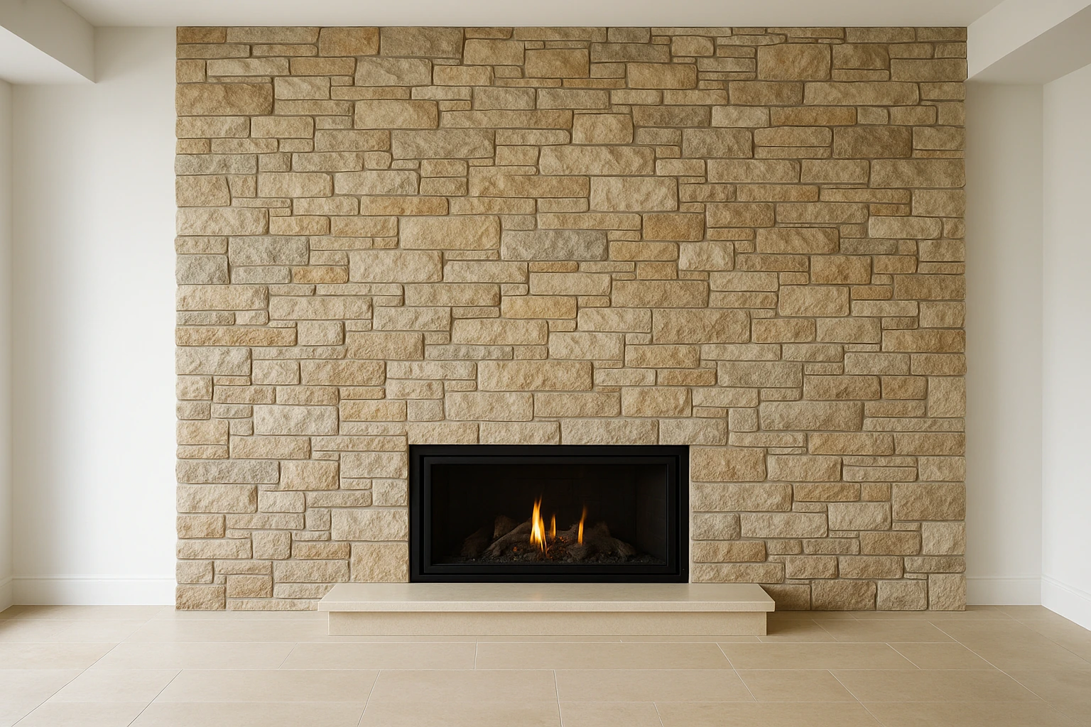 Stone Veneer Accent Wall with Natural Stone Texture