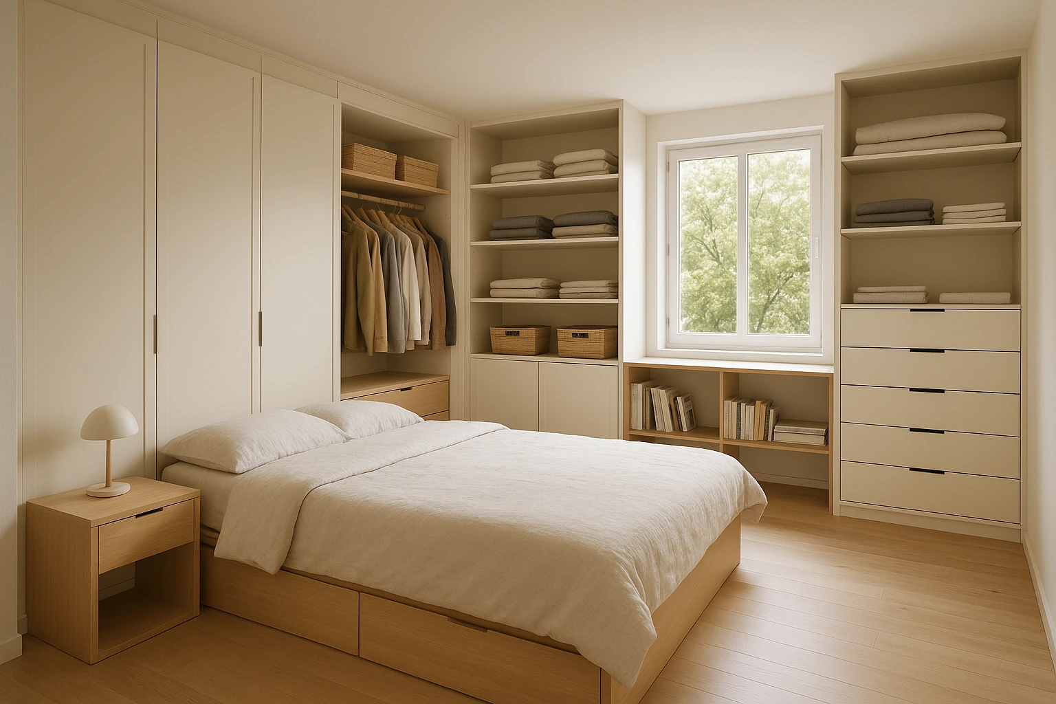Bedroom Built-In Storage for Clothing Organization