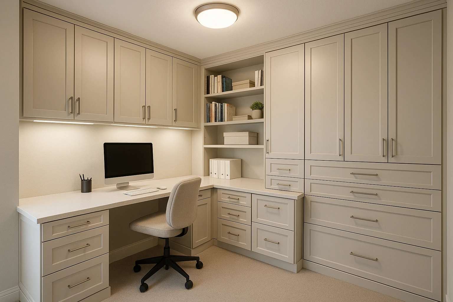 Home Office Built-In with Desk and Storage Integration