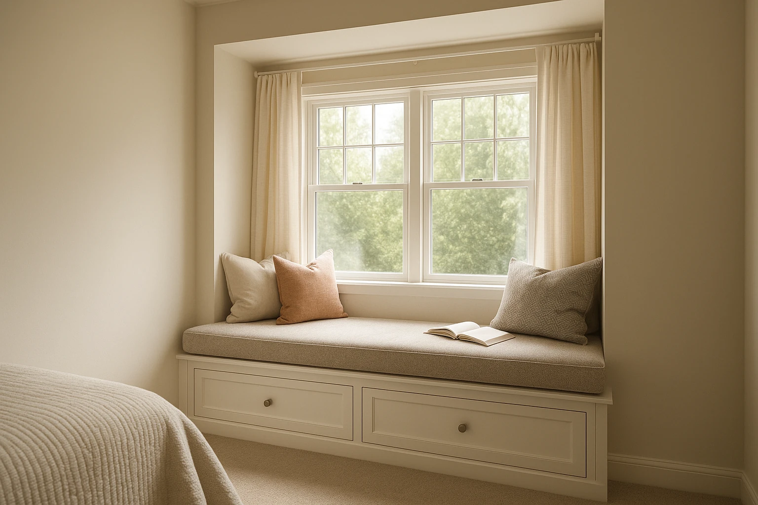 Window Seat Built-In with Storage and Cozy Reading Nook