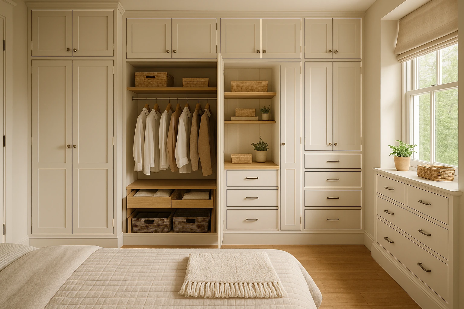 Custom Bedroom Built-In Cabinets for Clothing Storage