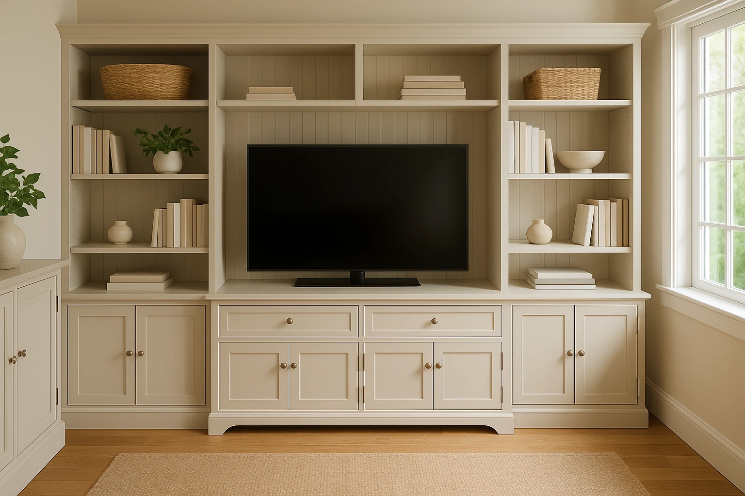 Custom entertainment center cabinet with media organization
