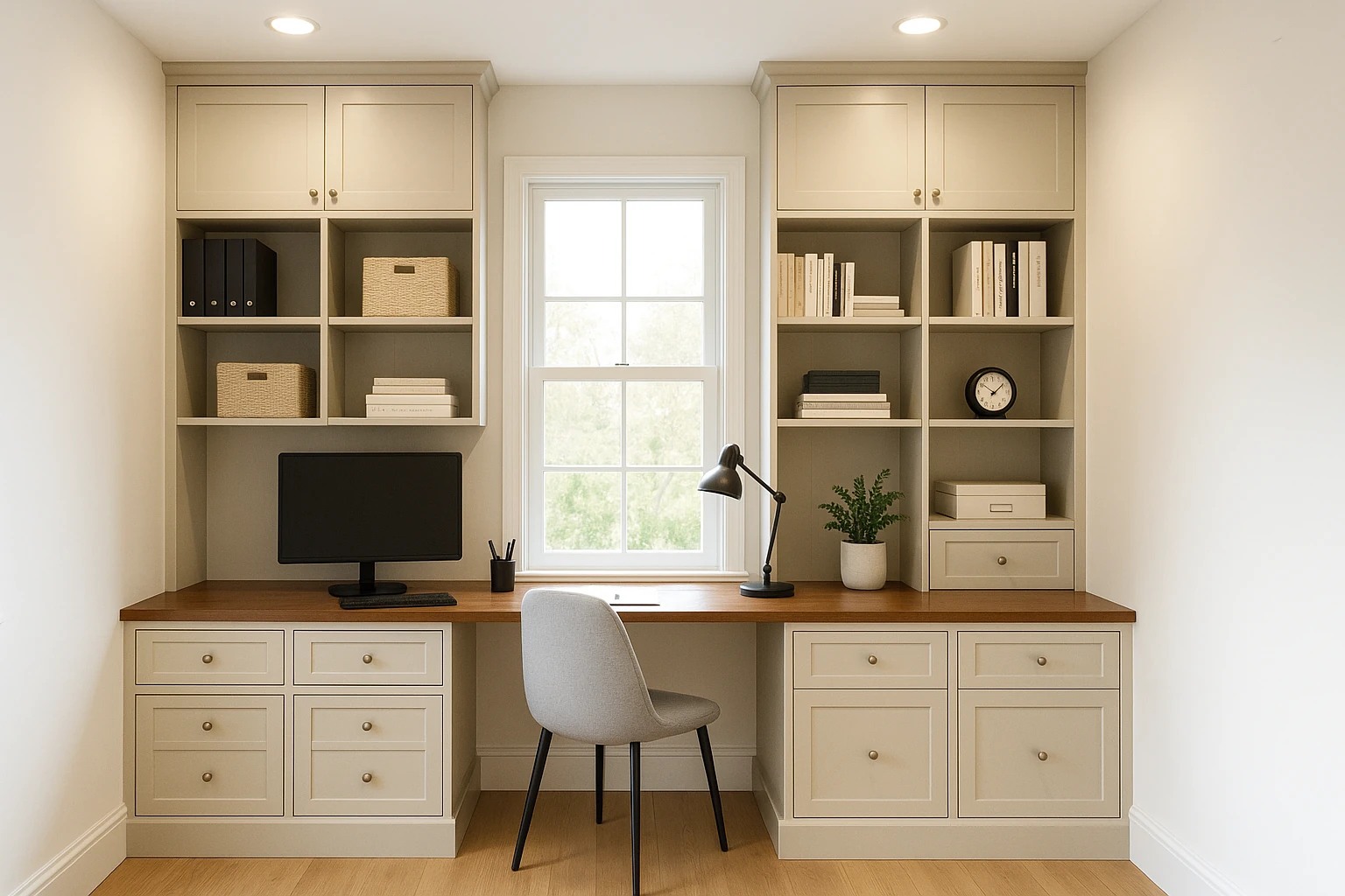 Home Office Custom Cabinets with Desk Integration