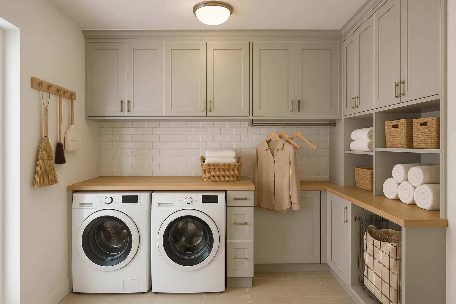 Custom Laundry Room Cabinets for Utility Organization