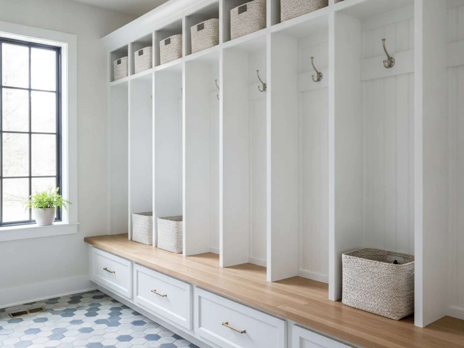 Custom mudroom lockers design