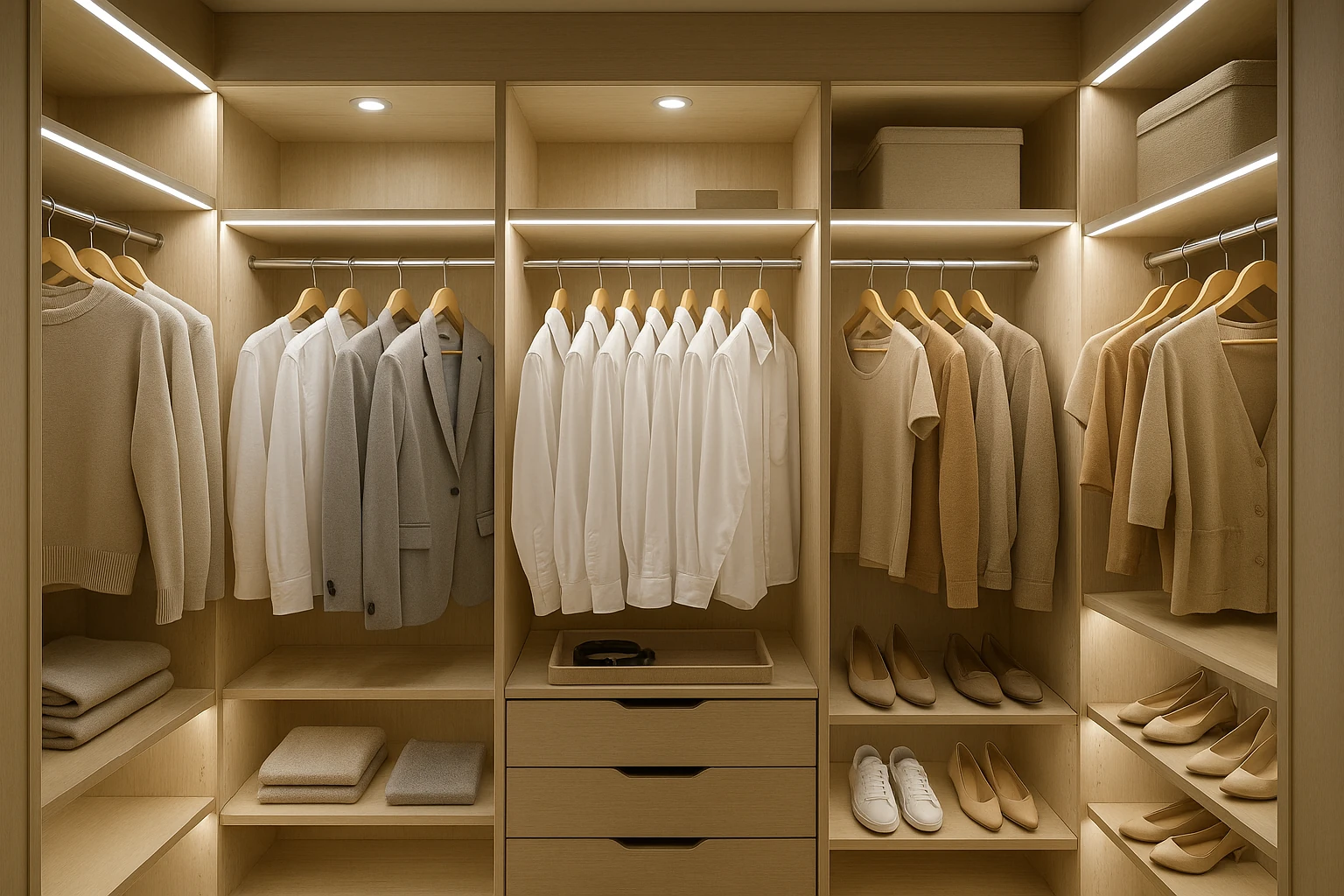 Closet with LED Lighting and Motion Sensor Controls