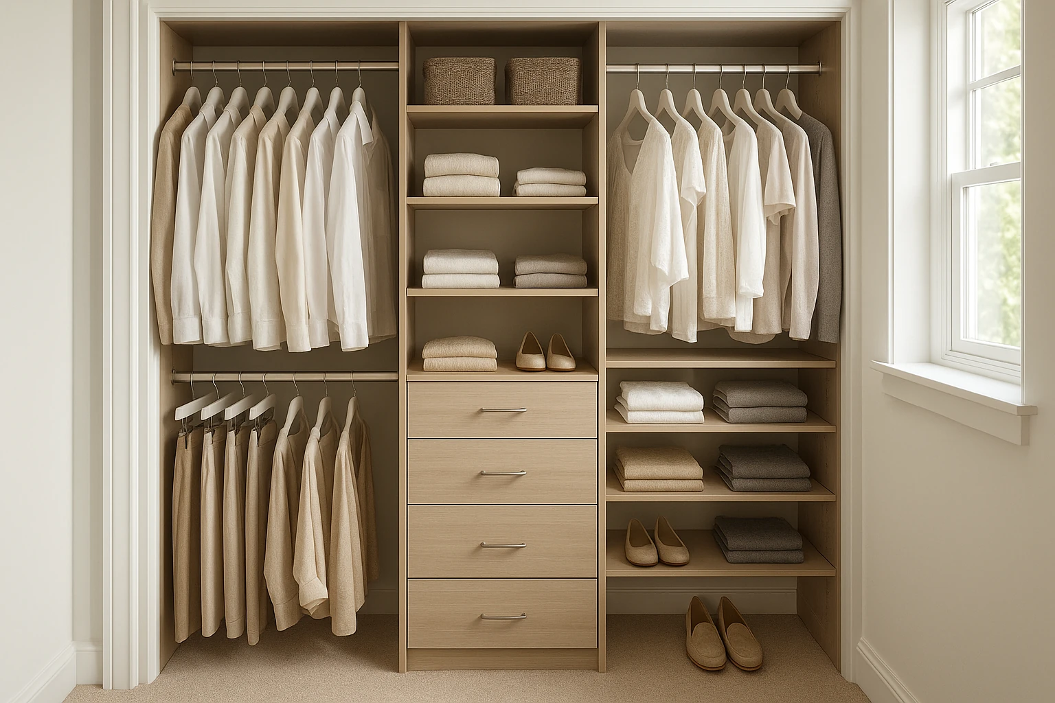 Reach-In Closet with Maximized Storage and Organization