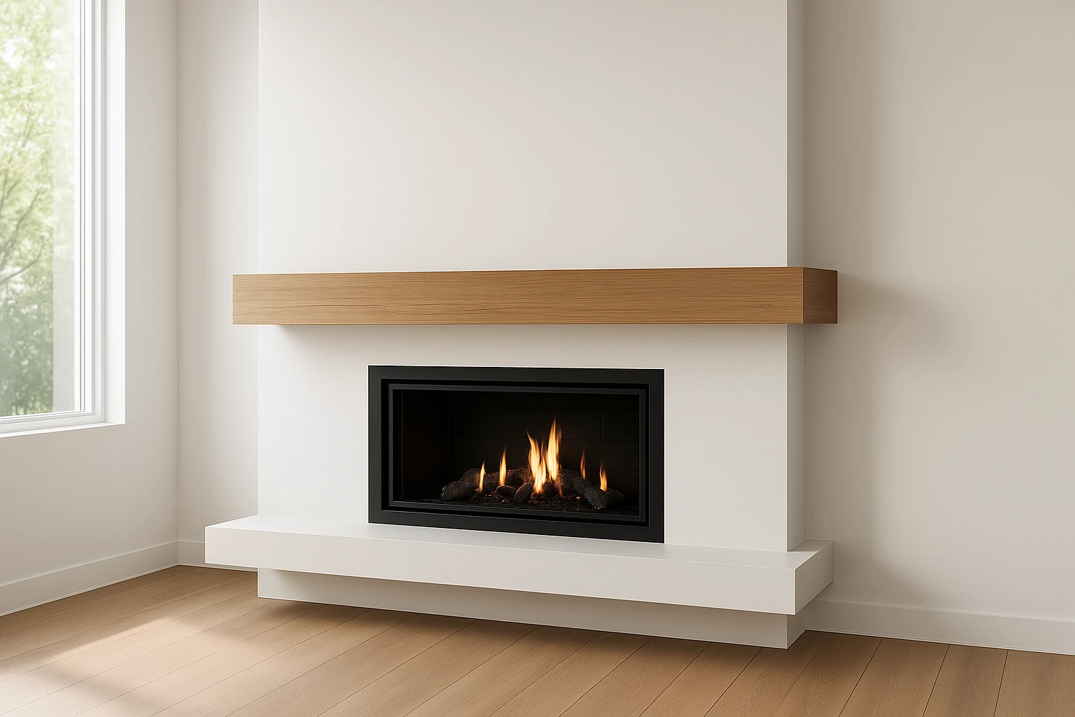 Modern Floating Mantel with Clean Contemporary Lines