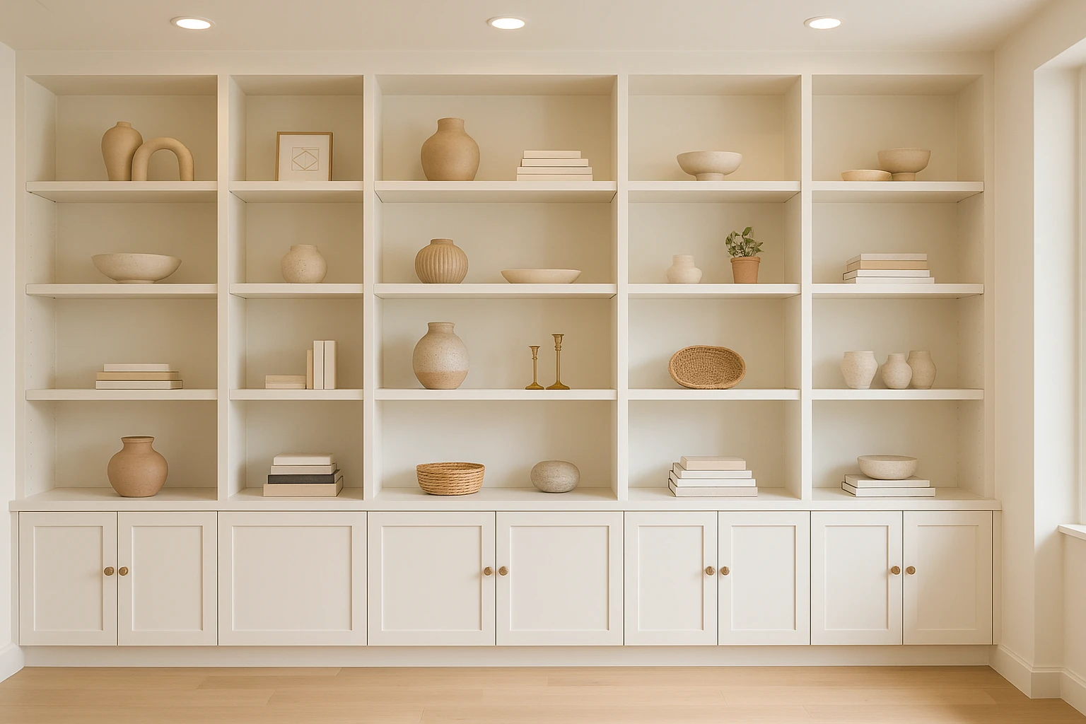 Display Shelves Showcasing Collections and Decorative Items