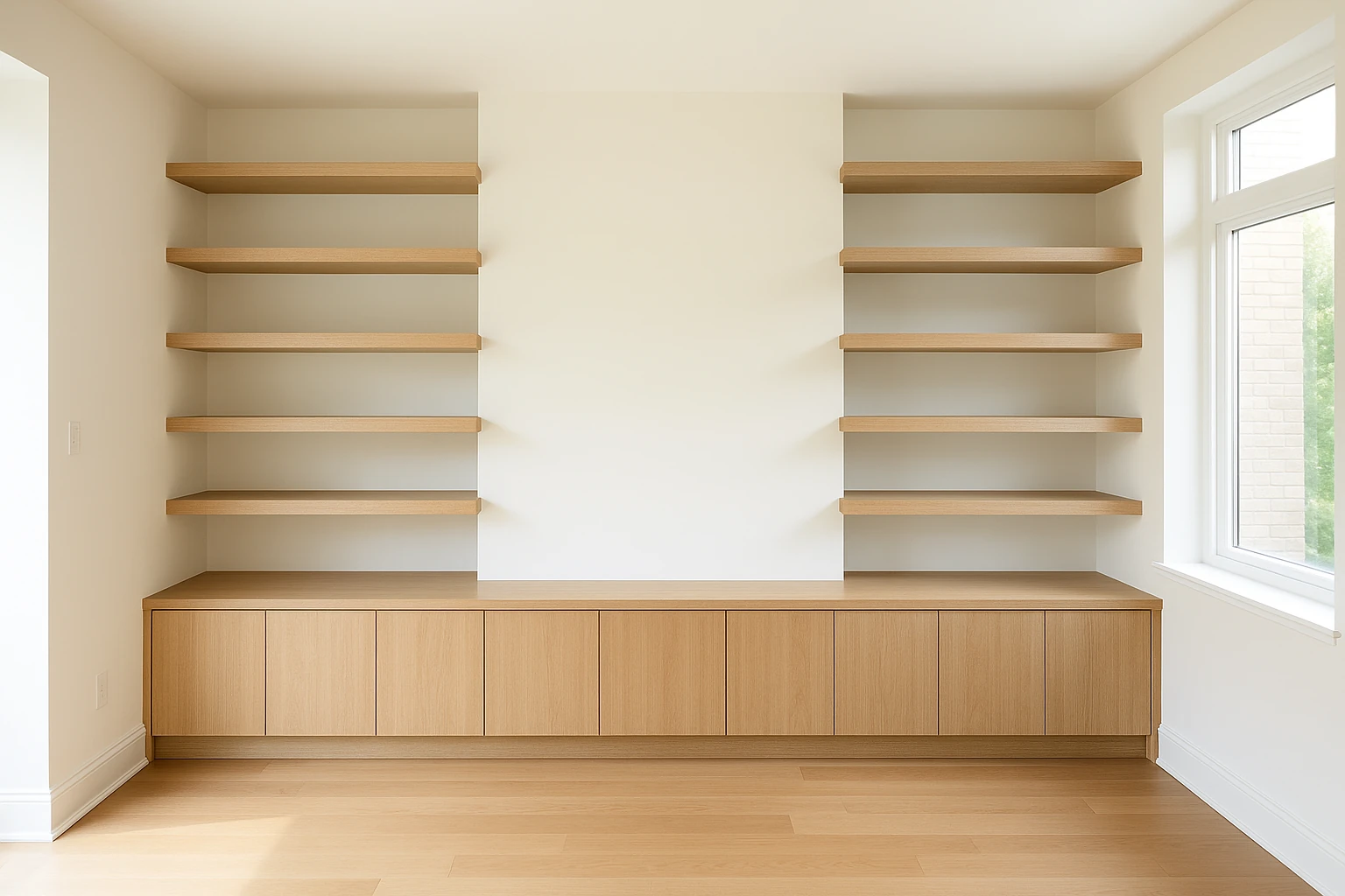 Completed Custom Shelving Installation with Modern Storage