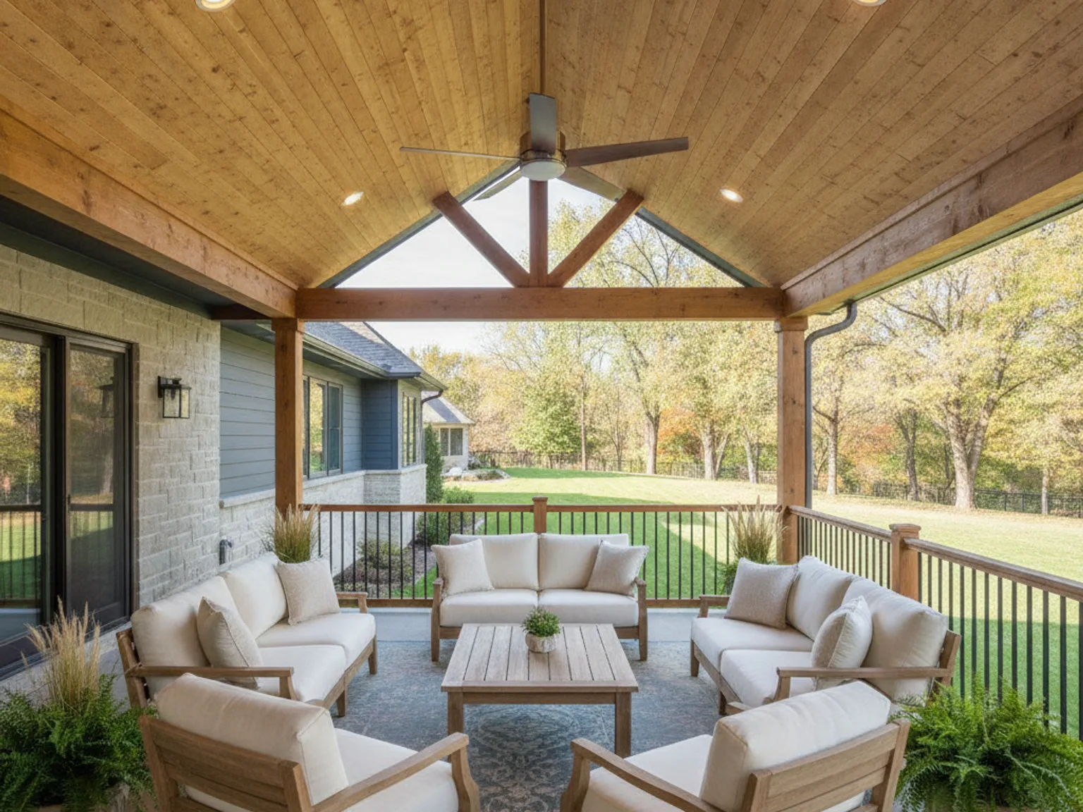 Covered deck with a roof design
