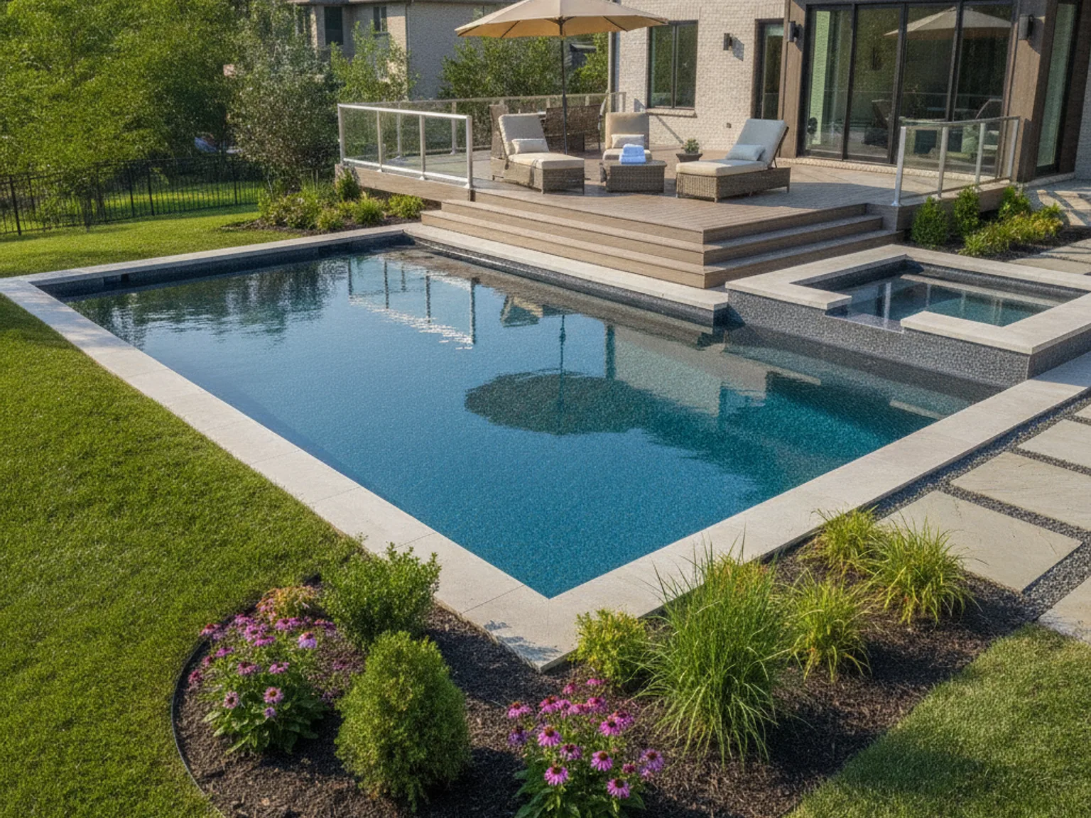 Poolside composite deck design