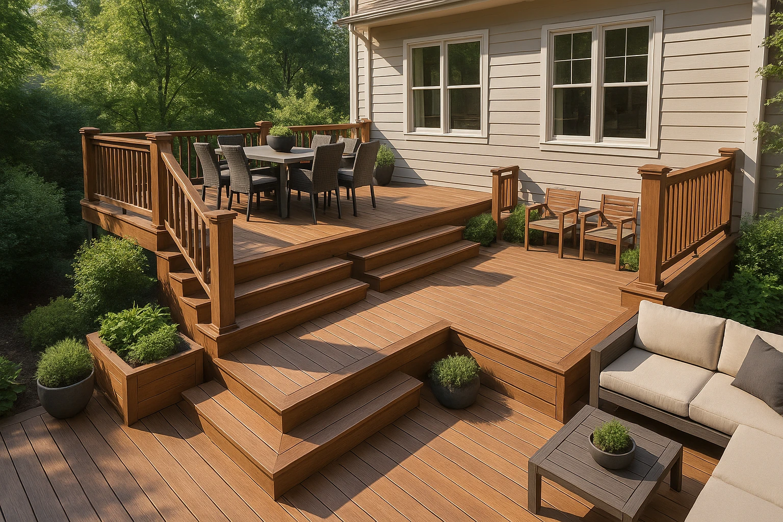 Kansas City Multi-Level Deck with Pergola