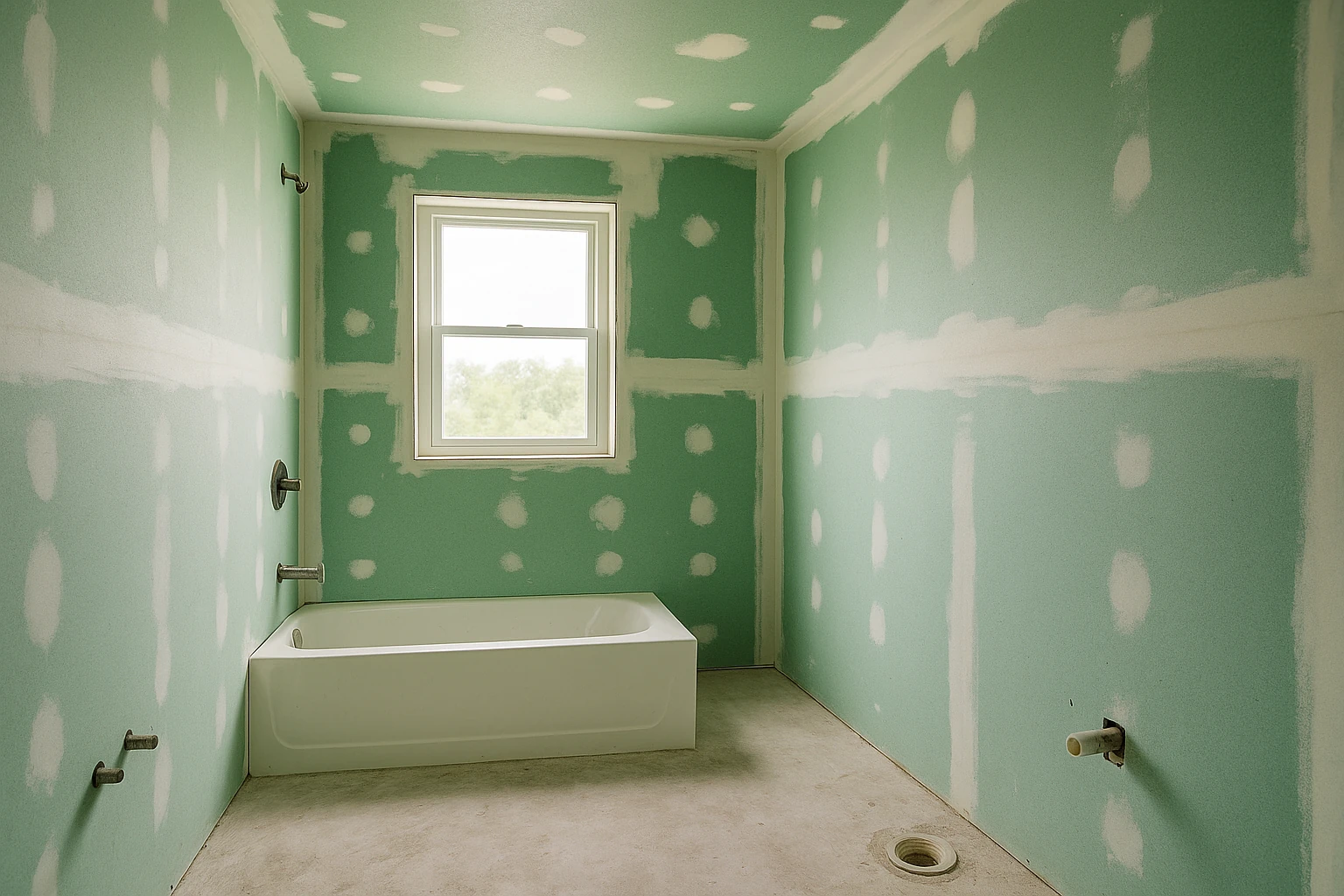 Moisture-Resistant Drywall Installation in Bathroom