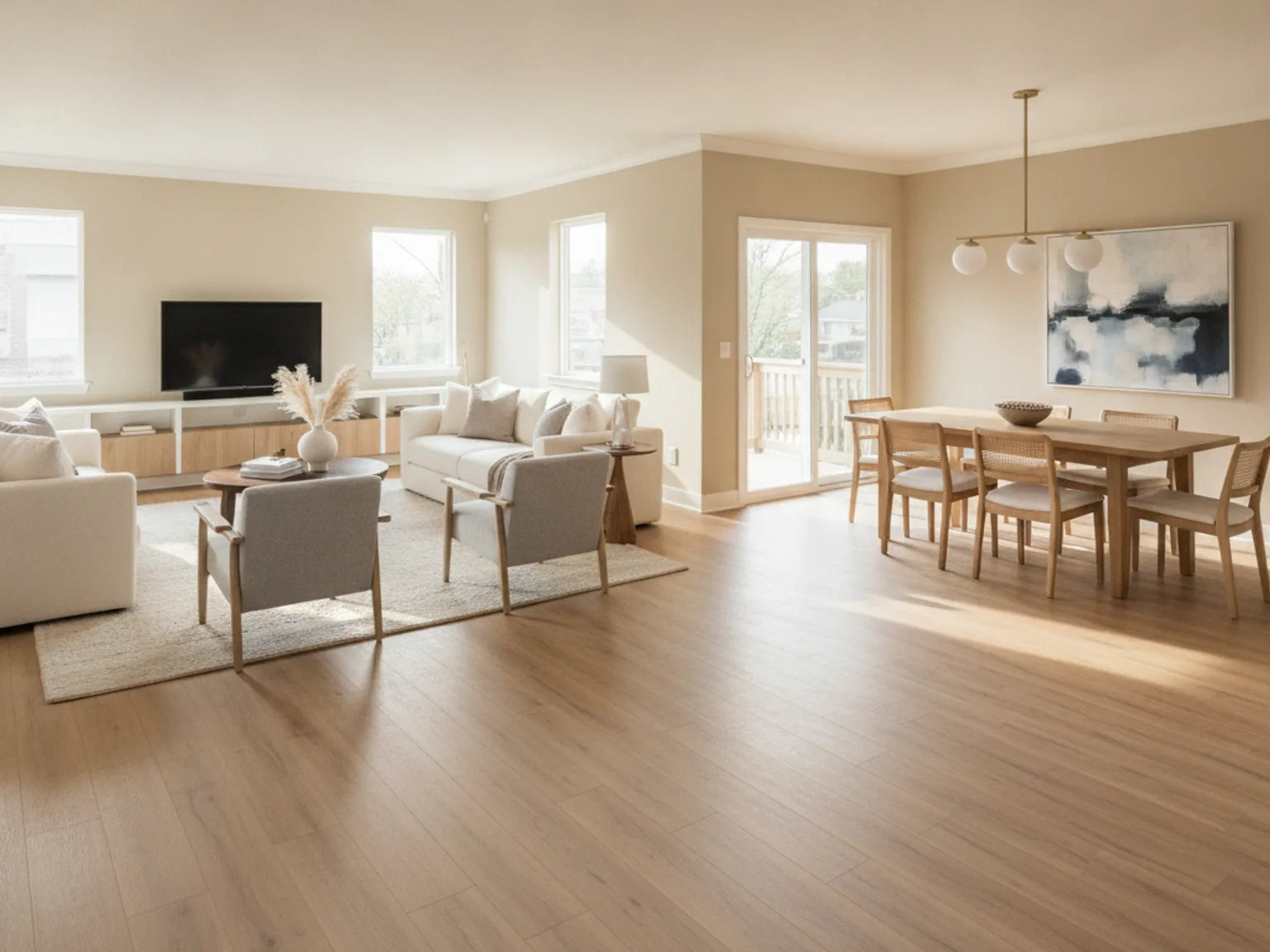 Luxury vinyl plank open floor design
