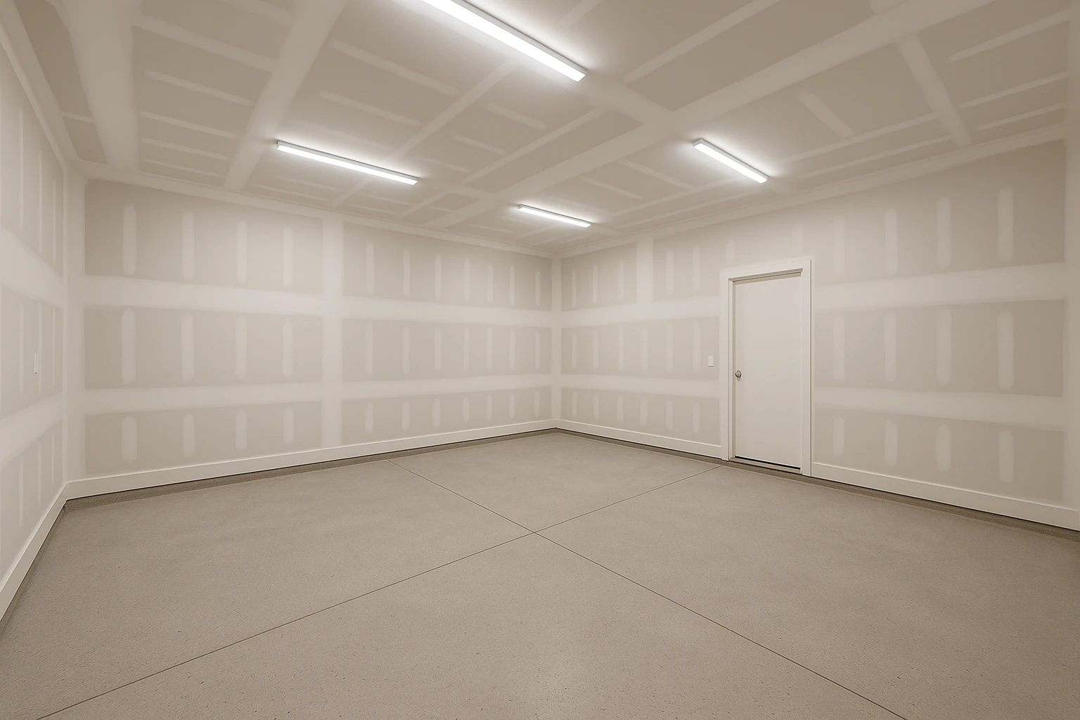 Professional drywall installation in garage conversion project