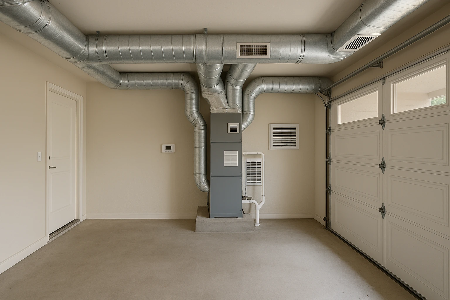 Garage with Central HVAC System Extension