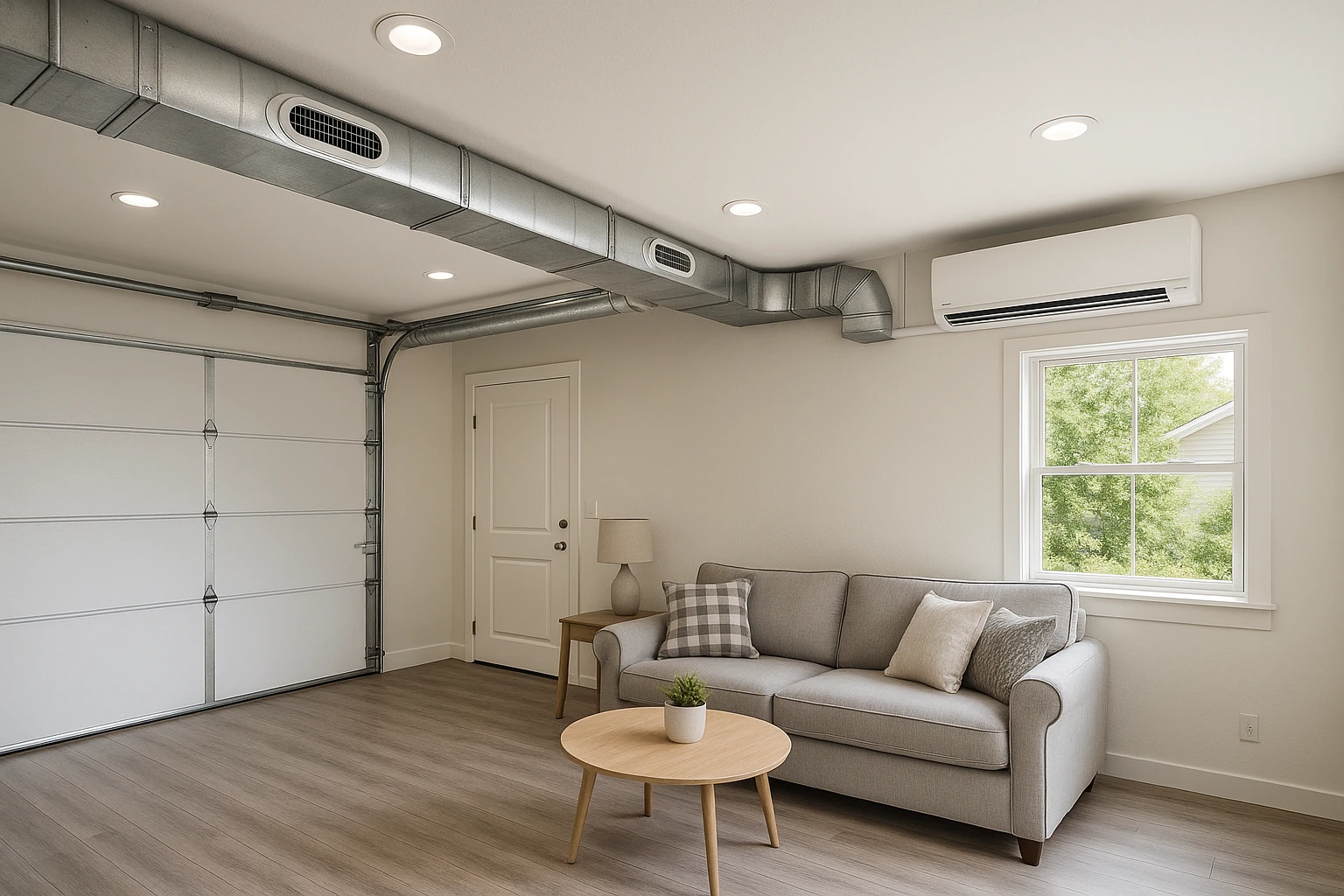 Completed Garage HVAC Extension Installation in Kansas City
