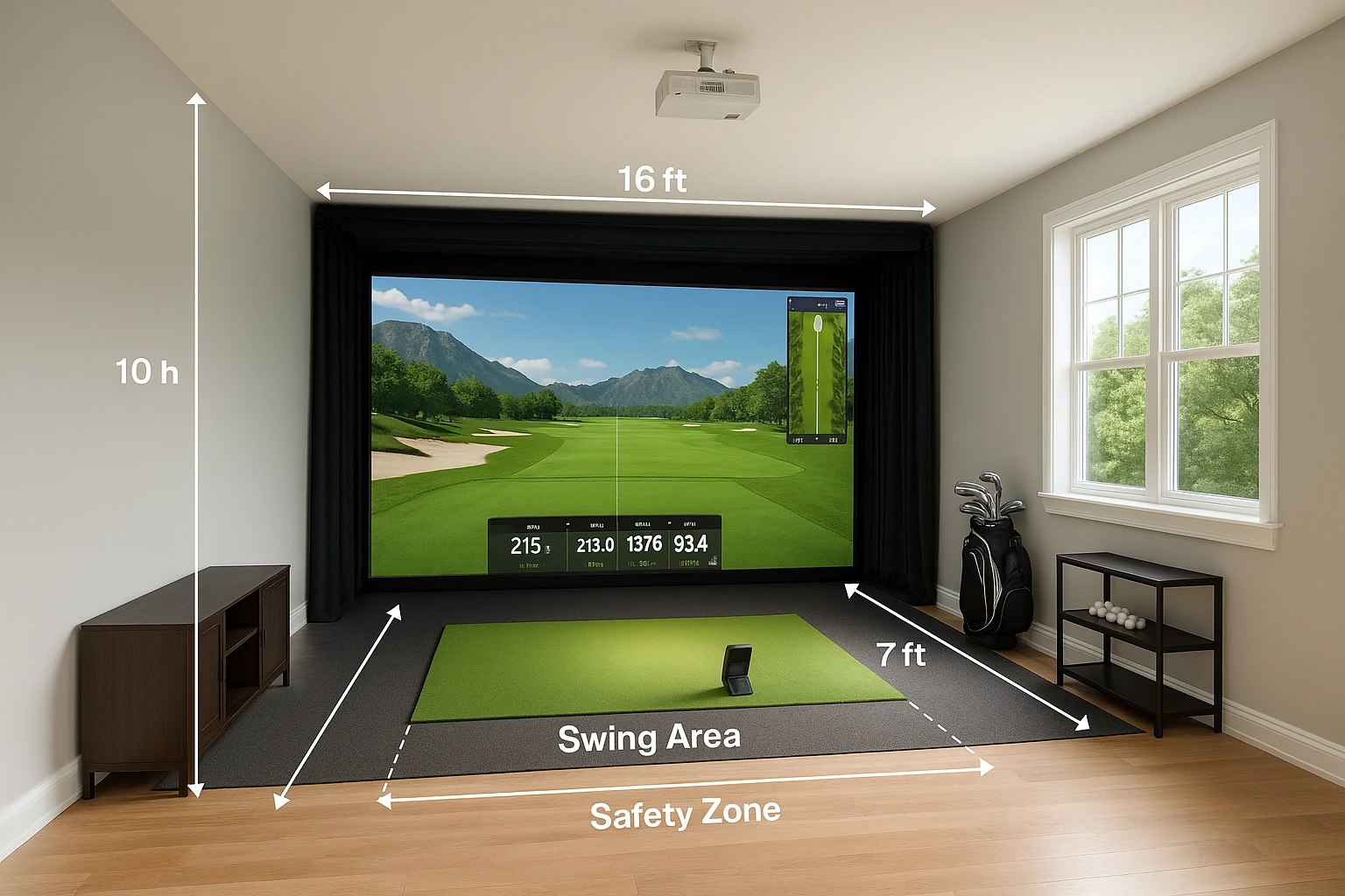 Golf Simulator Room with Proper Space and Layout Design