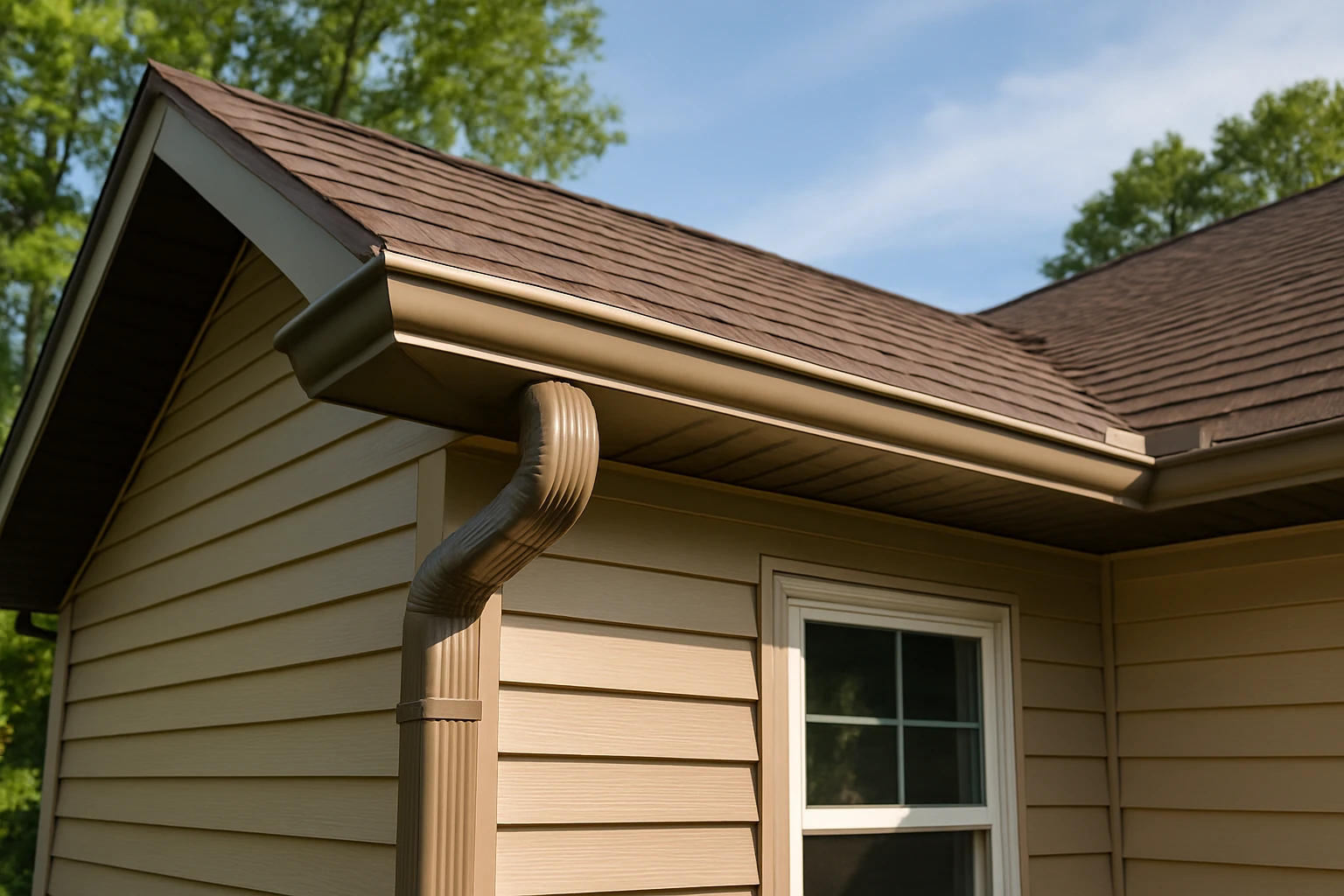 Gutter with Drainage Extension and Water Management