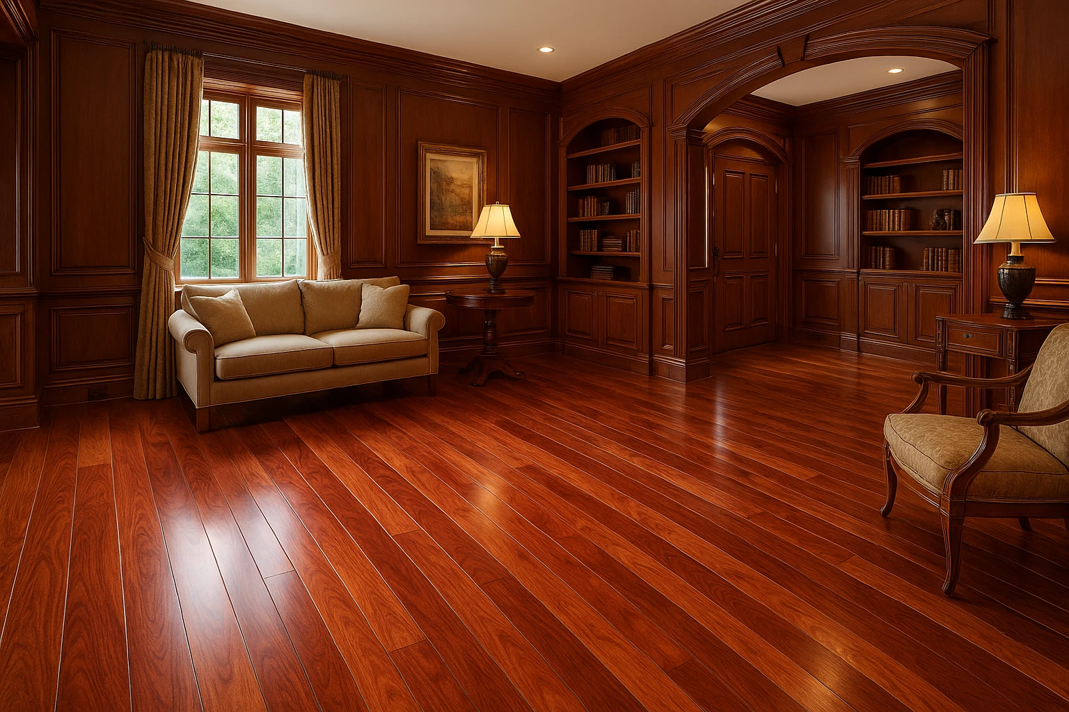 Cherry Hardwood Floor with Rich Tones and Elegant Grain