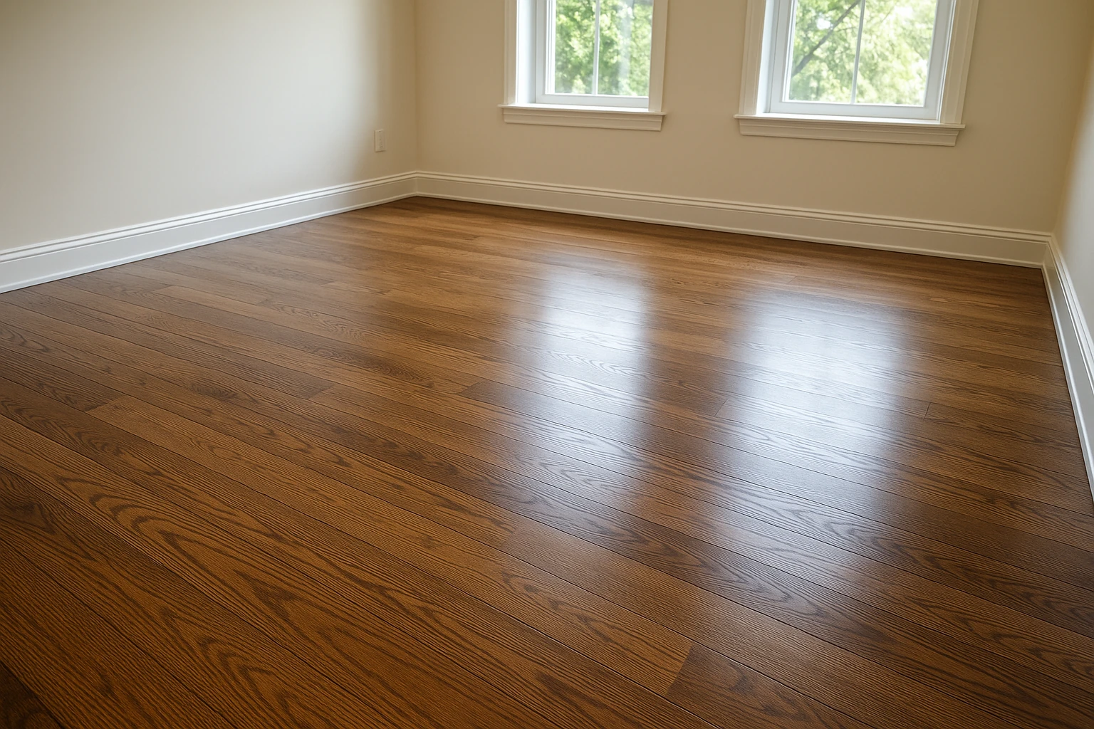 Hardwood Floor with Custom Stain Finish and Coordinated Color