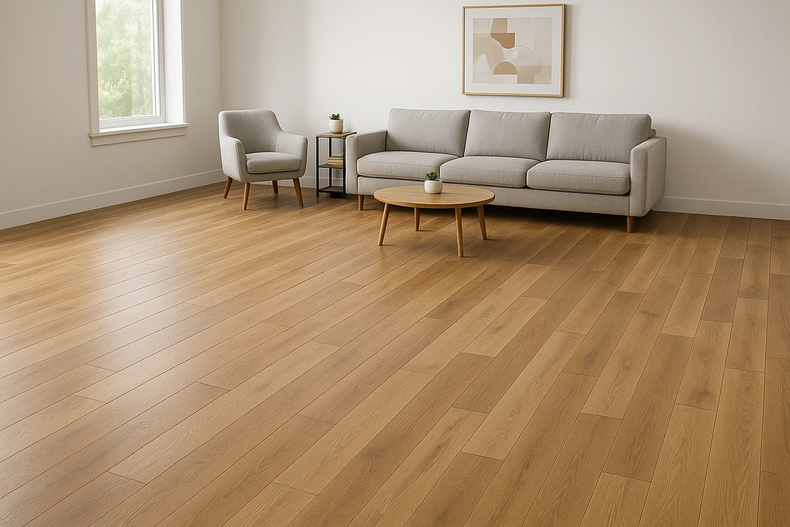 Engineered hardwood floor installation with consistent appearance