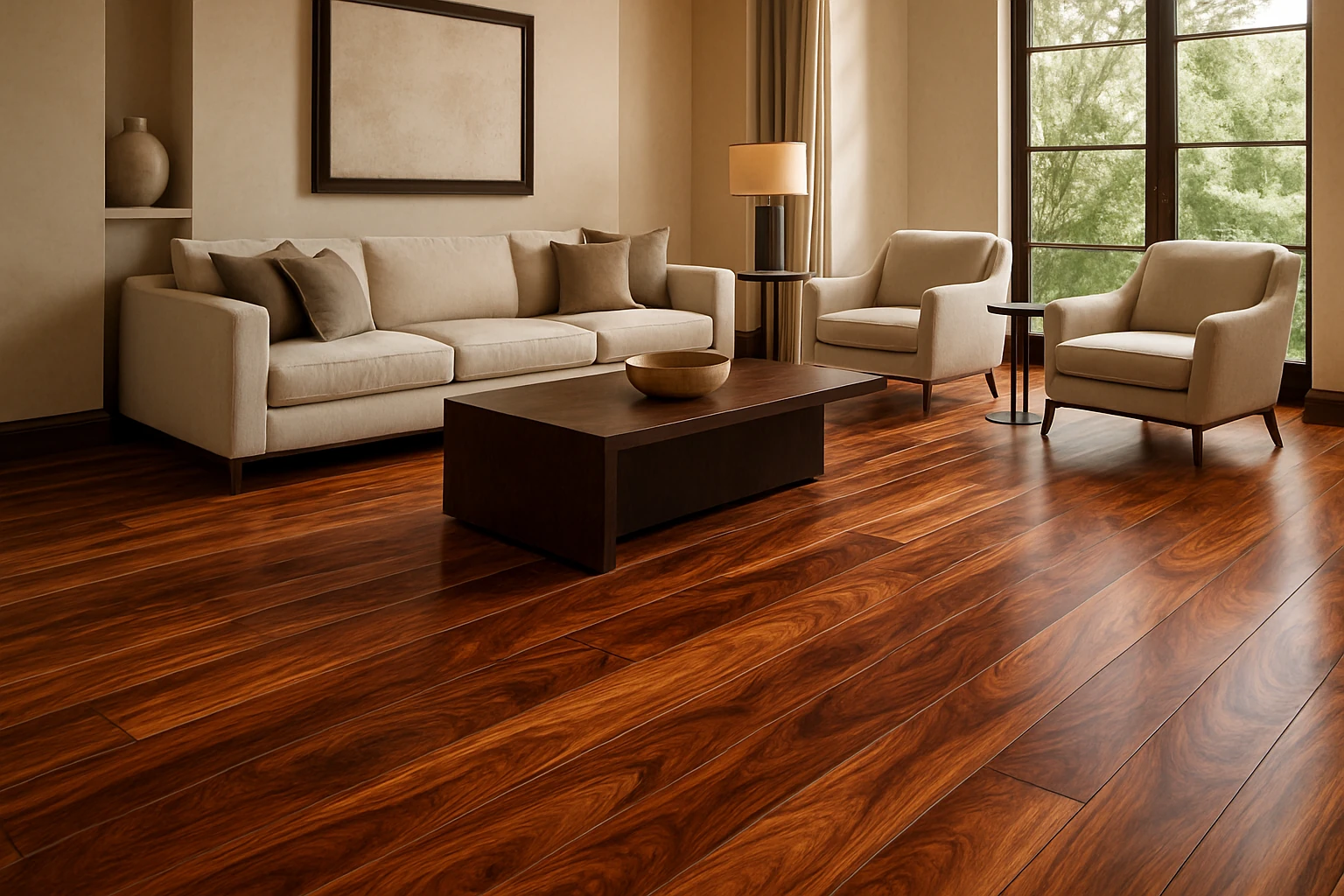 Luxury hardwood flooring in a Kansas City living room