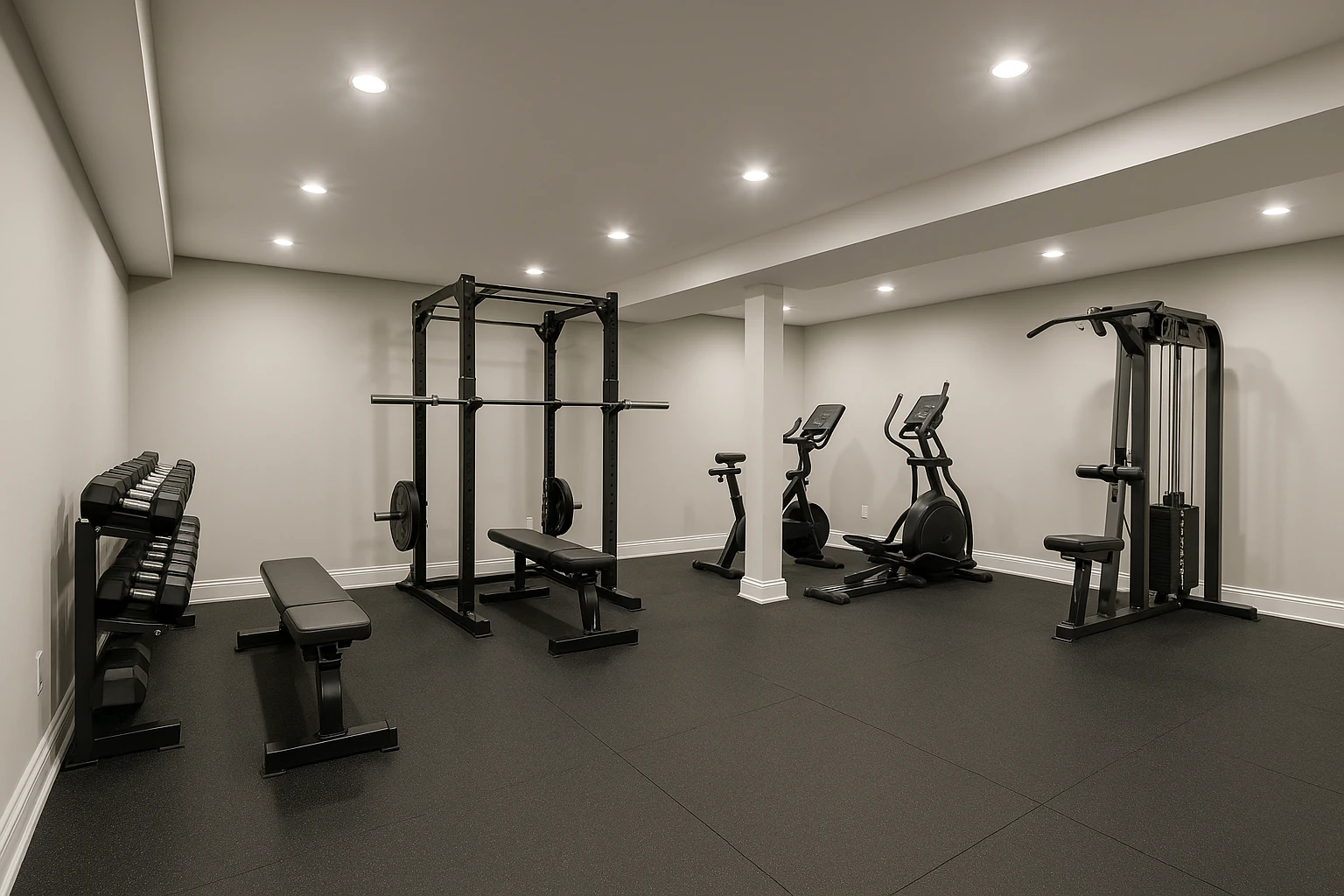 Completed Home Gym Installation in Kansas City Basement