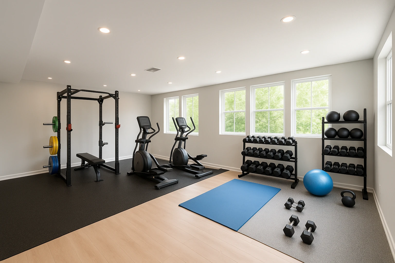 Multi-Purpose Home Gym with Various Exercise Zones