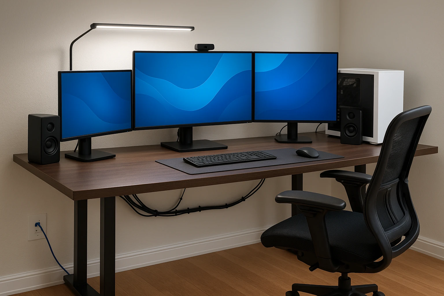 Home Office with Technology Integration and Cable Management